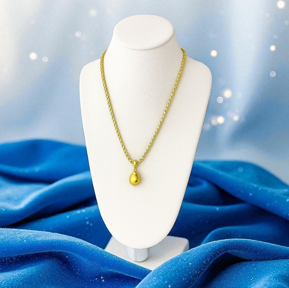 ποΈ Modern Luxe 18K Gold Plated Teardrop Pendant Necklace Trendy Minimalist Chic - Picture 12 of 12